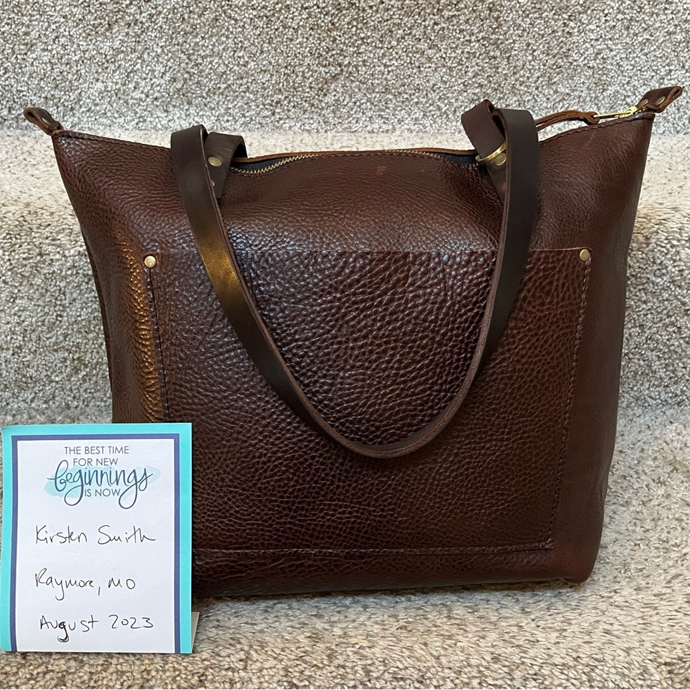 Portland Leather Goods PLG Medium Zip Coldbrew tote GUC